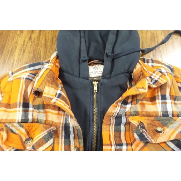 Legendary Whitetails Hooded Flannel Shirt Jacket Mens Medium Plaid Quilted - Picture 5 of 14